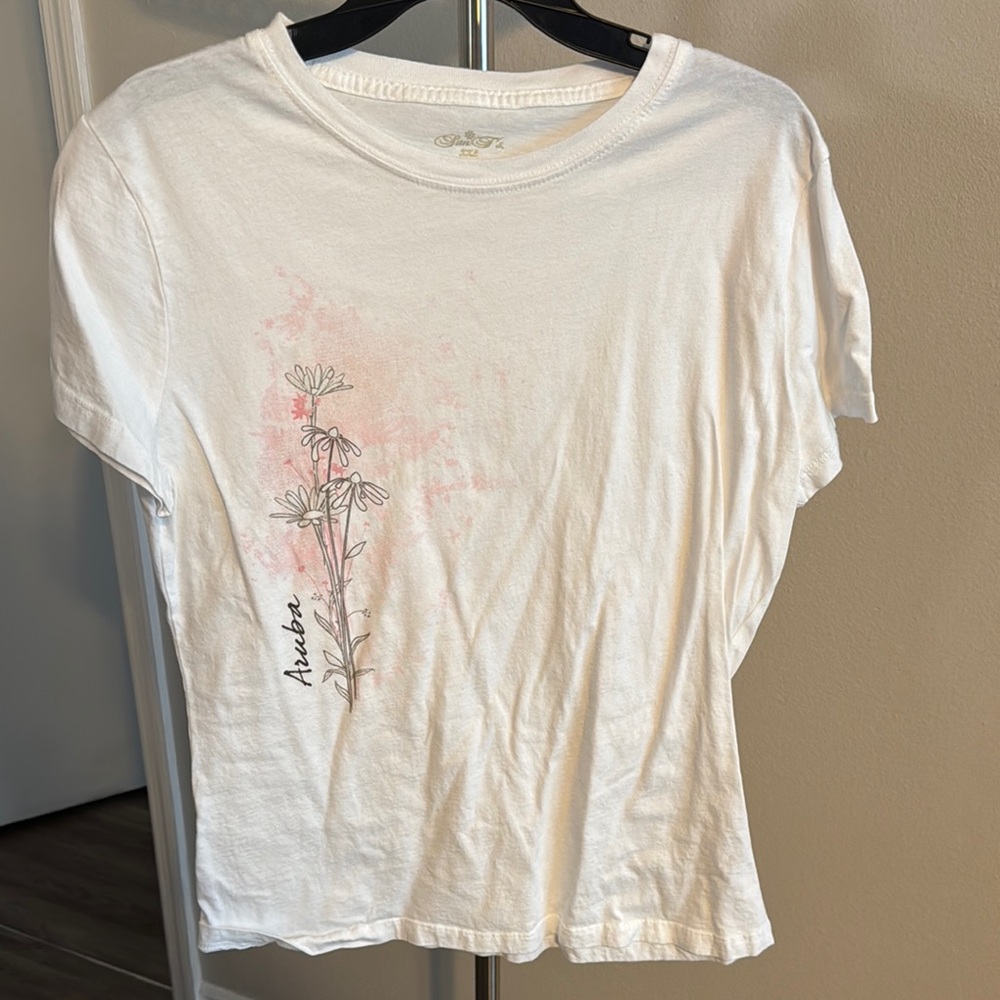 White/Pink Aruba Color changing Short Sleeve Tee